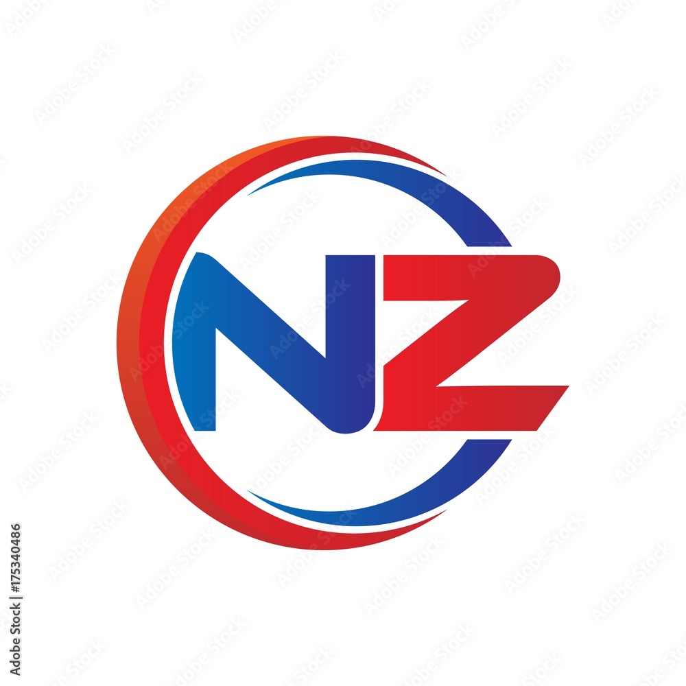 nz logo vector modern initial swoosh circle blue and red nz logo vector modern initial swoosh circle blue and red