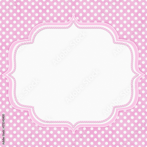 Pink and white polka dot border with copy space