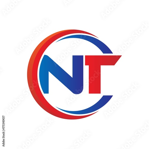 nt logo vector modern initial swoosh circle blue and red
