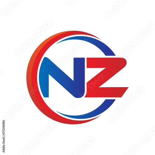 Free Download nz logo vector modern initial swoosh circle blue and red - GFXLoad