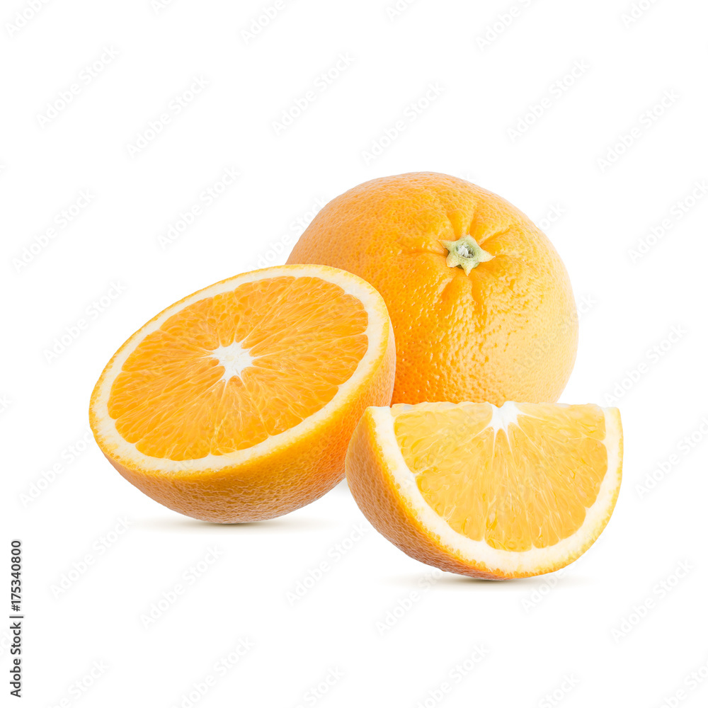 Seamless pattern with tropical fruit. Orange isolated on white background. Cut out object collection Seamless pattern with tropical fruit. Orange isolated on white background. Cut out object collection