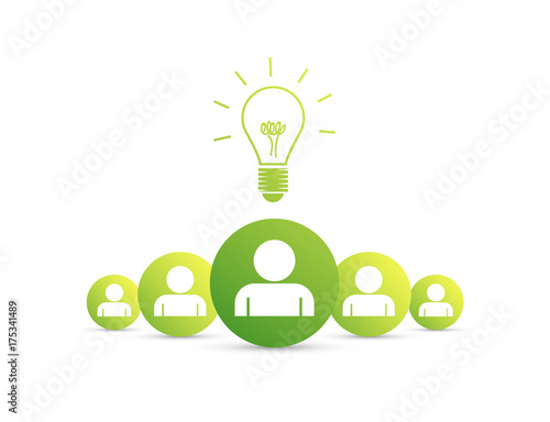 squadra, leader, lampadina, idea