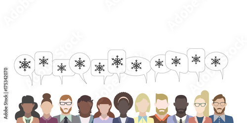 Leute mit Sprechblasen - Schneeflocken