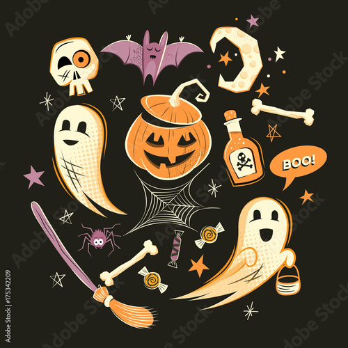 Halloween design vector decorations and characters. photo