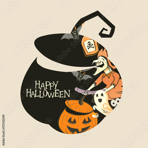 Halloween Pumpkin Silhouette spooky decorations! Vector illustration.