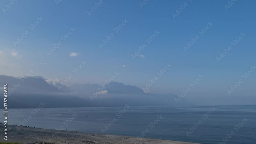 Motion timelapse from afternoon to night of the beautiful Qixingtan Beach, Hualien, Taiwan