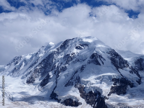 Lyskamm at Monte Rosa massif  landscape of swiss alpine mountain range glacier in Alps  SWITZERLAND