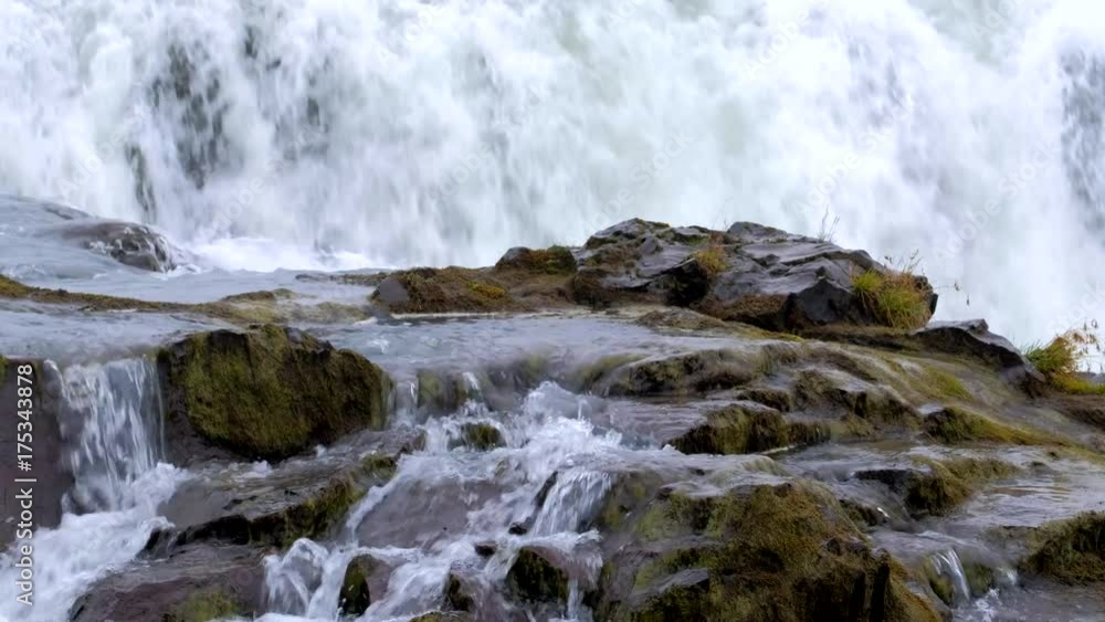 Detail view of majestic Gullfoss (Golden falls) waterfall, Iceland. Detail view of majestic Gullfoss (Golden falls) waterfall, Iceland.