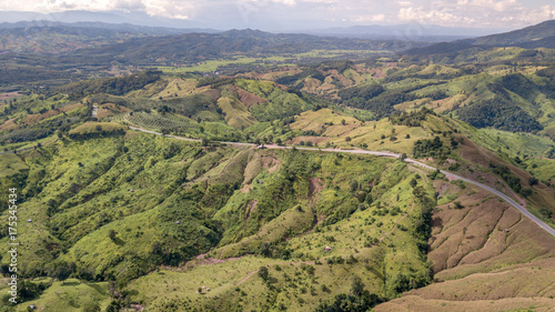 Aerial view of Nan's romantic road number 1081 in the northern part of Thailand, Beautiful route along the montains, which called Sky route  © Nabby