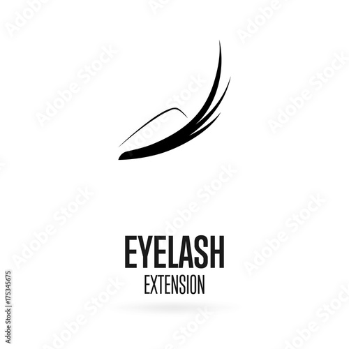 Black eyelash extension logo on white background photo