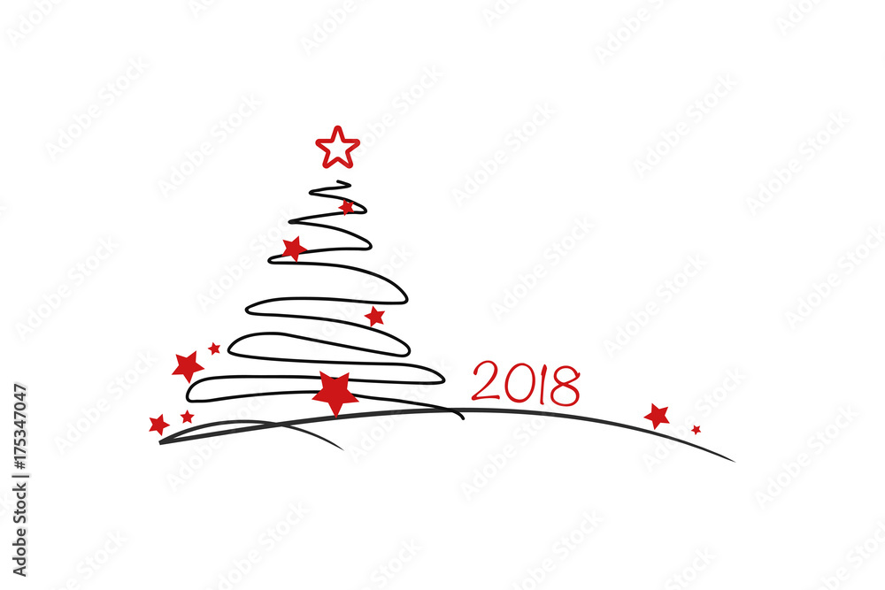 Weihnachtsbaum Zeichnung - geschwungene Linie - 2018 Weihnachtsbaum Zeichnung - geschwungene Linie - 2018