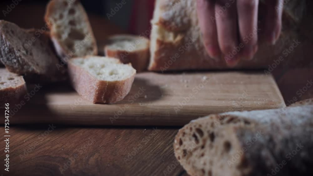 4K Chef Cutting Traditional Italian Ciabatta 4K Chef Cutting Traditional Italian Ciabatta