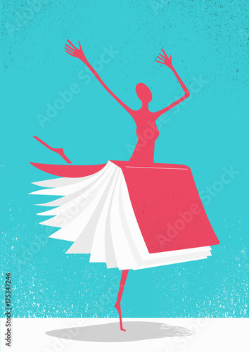 Classical dancer in the shape of a book. Love of literature