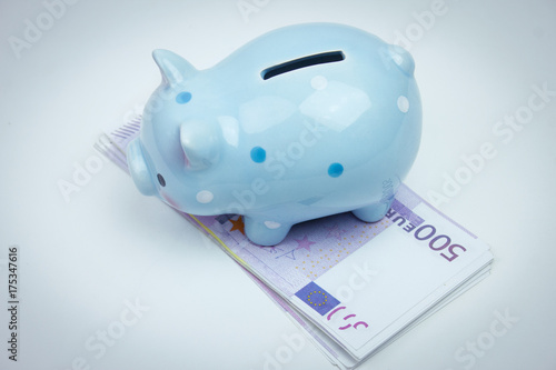 Piggy bank on money concept for business finance, inve photo