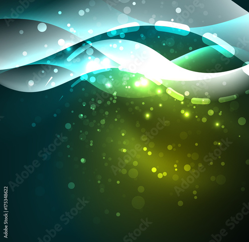 Vector glowing wave, smoke design wavy lines