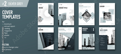 Set of green Cover template for brochure, report, catalog, magazine, book, booklet. Creative vector concept