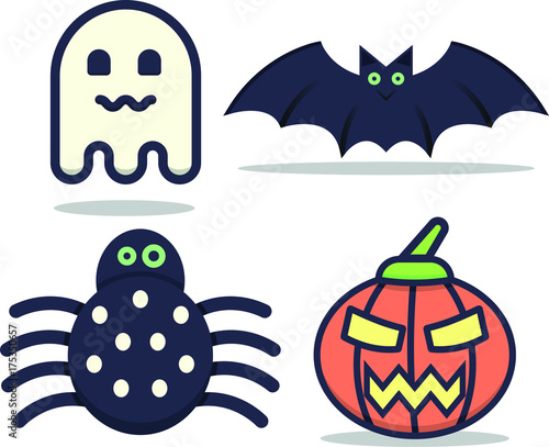 Halloween Set ( Bat, Spider, Ghost, Pumpkin )