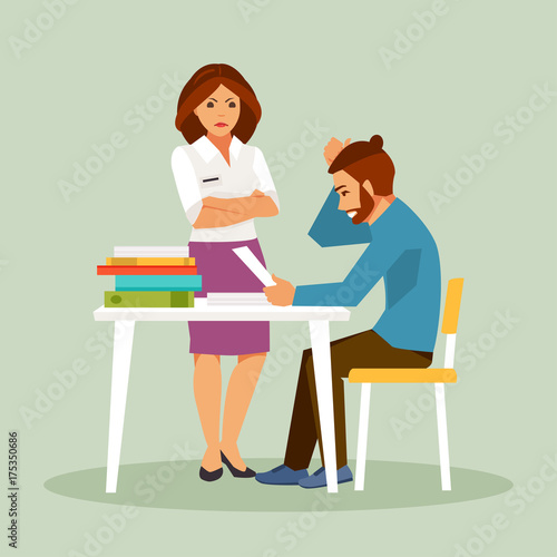 Supervisor checks employee