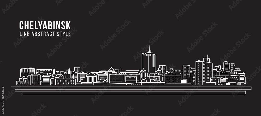 Cityscape Building Line art Vector Illustration design - Chelyabinsk city