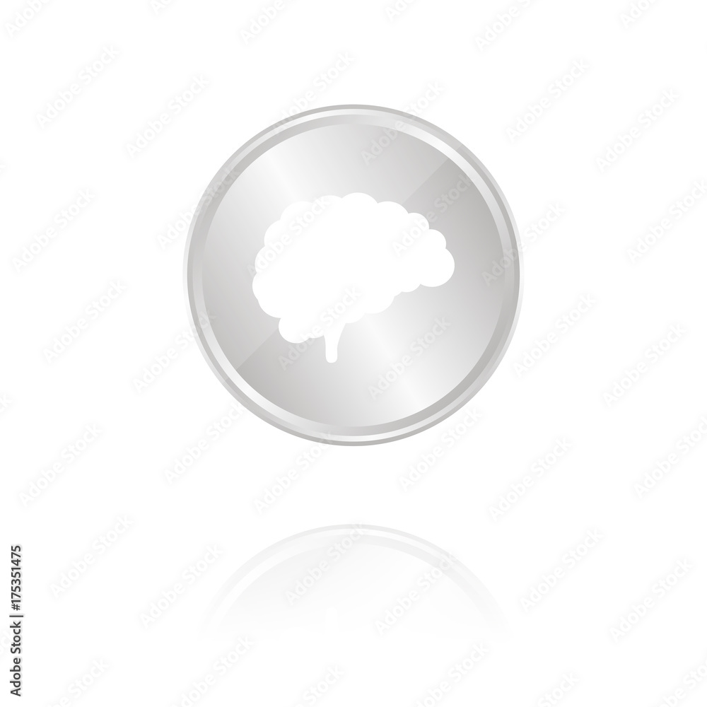 Gehirn - Silber Münze mit Reflektion Gehirn - Silber Münze mit Reflektion