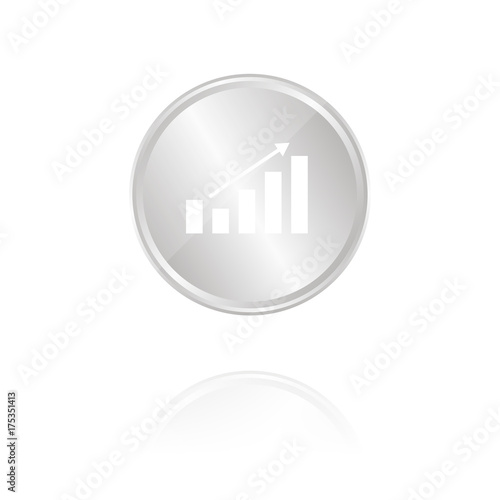 Diagramm mit Pfeil - Silber Münze mit Reflektion