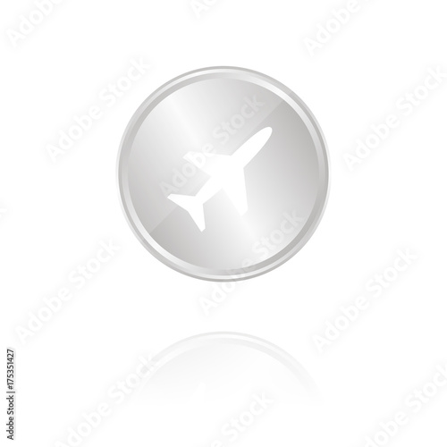Flugzeug - Silber Münze mit Reflektion