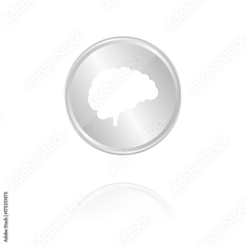 Gehirn - Silber Münze mit Reflektion