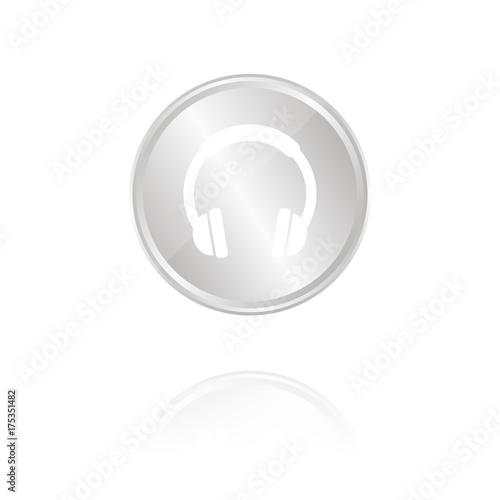 Kopfhörer - Silber Münze mit Reflektion