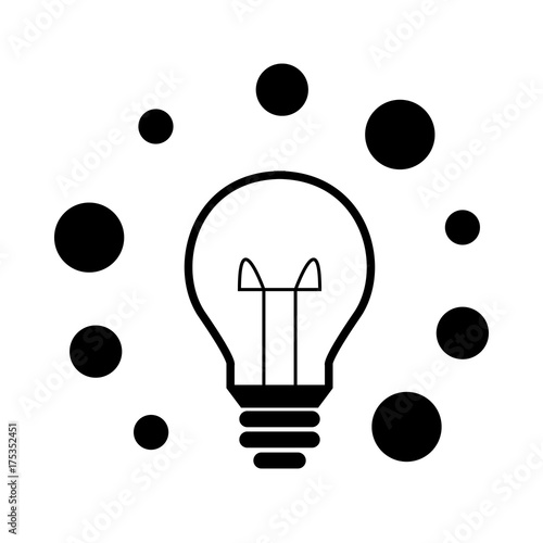 light bulb, ring of bubbles - shining, icon, symbol, pictogram, sign - perfect for web & print - vector - cute - black and white
