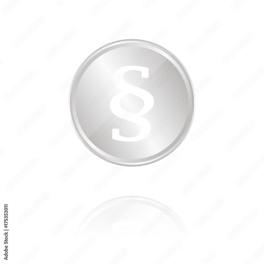 Paragraph - Silber Münze mit Reflektion Paragraph - Silber Münze mit Reflektion