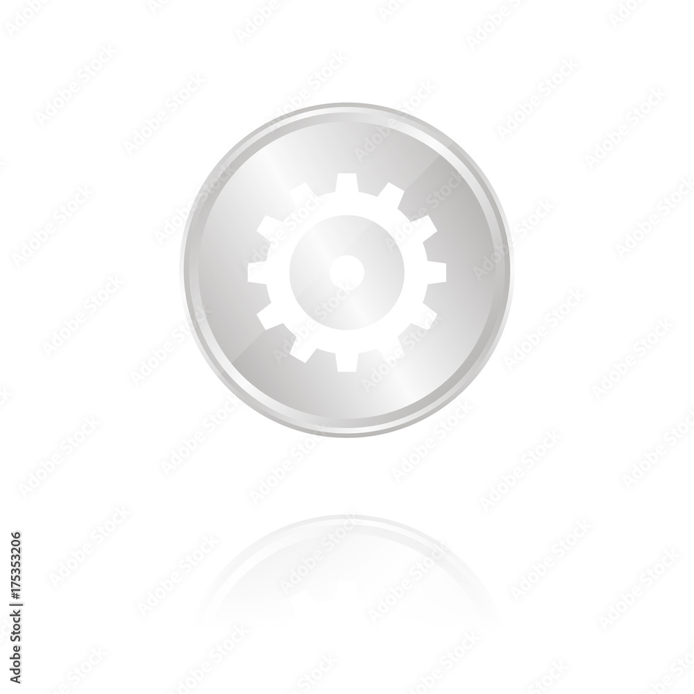 Anpassen-Symbol - Silber Münze mit Reflektion Anpassen-Symbol - Silber Münze mit Reflektion