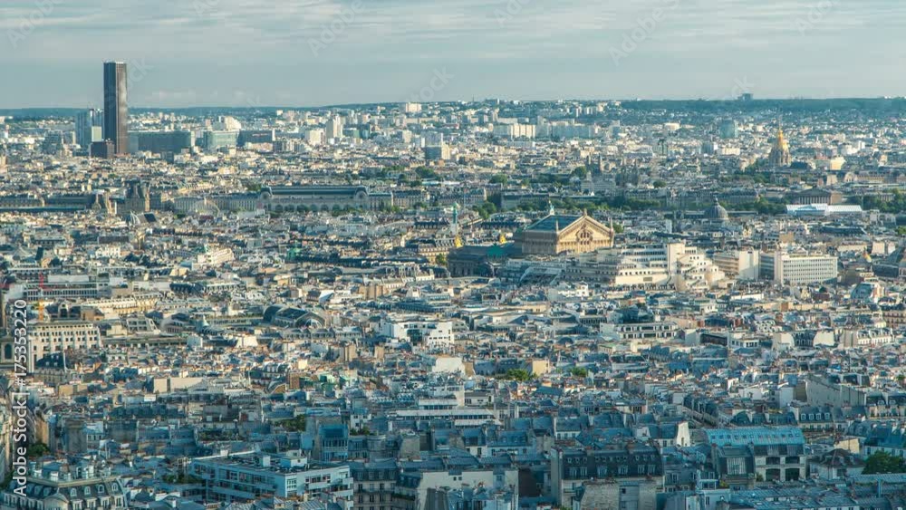 Panorama of Paris timelapse, France. Top view from Sacred Heart Basilica of Montmartre Sacre-Coeur . Panorama of Paris timelapse, France. Top view from Sacred Heart Basilica of Montmartre Sacre-Coeur .
