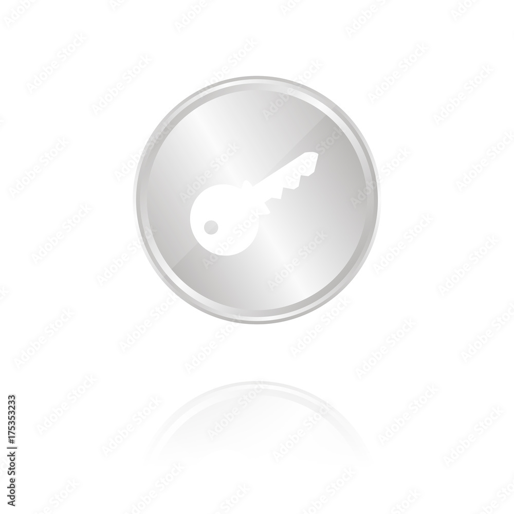 Passwort-Symbol - Silber Münze mit Reflektion Passwort-Symbol - Silber Münze mit Reflektion