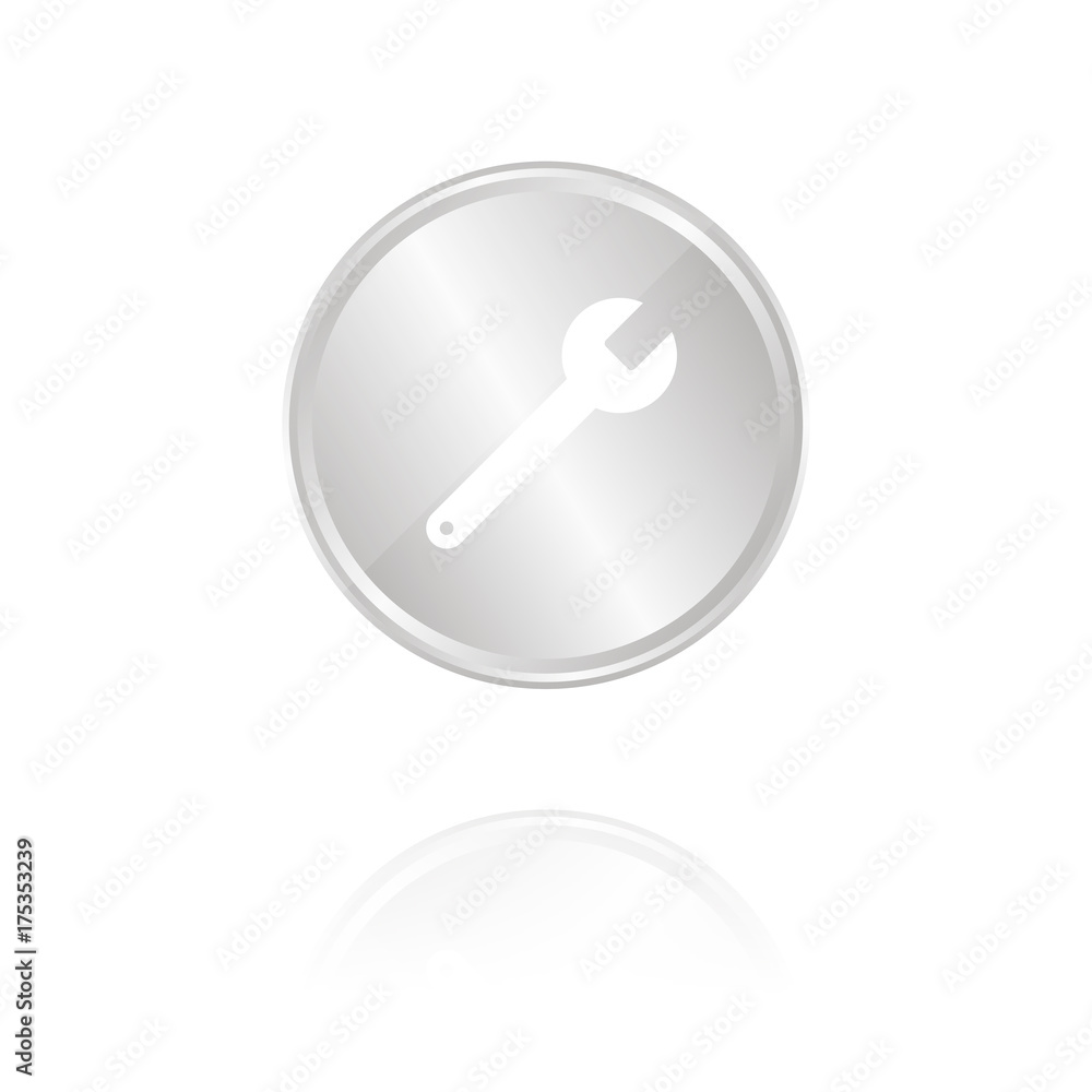 Schraubenschlüssel - Silber Münze mit Reflektion Schraubenschlüssel - Silber Münze mit Reflektion