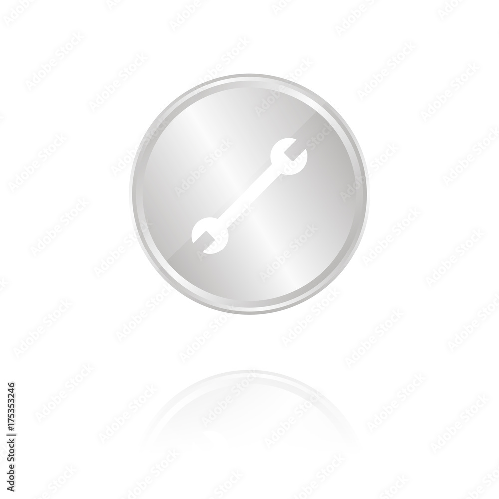 beidseitiger Schraubenschlüssel - Silber Münze mit Reflektion beidseitiger Schraubenschlüssel - Silber Münze mit Reflektion