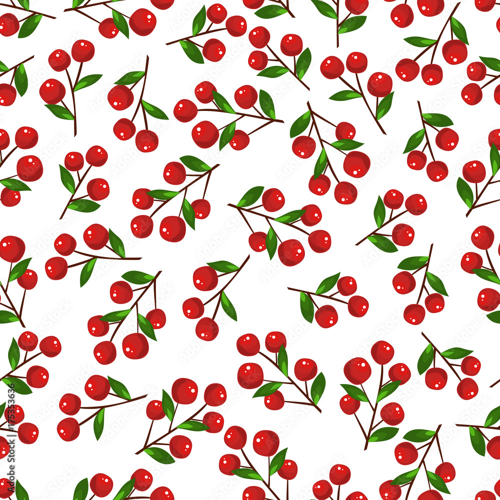 Seamless pattern red berry. Seamless pattern red berry.