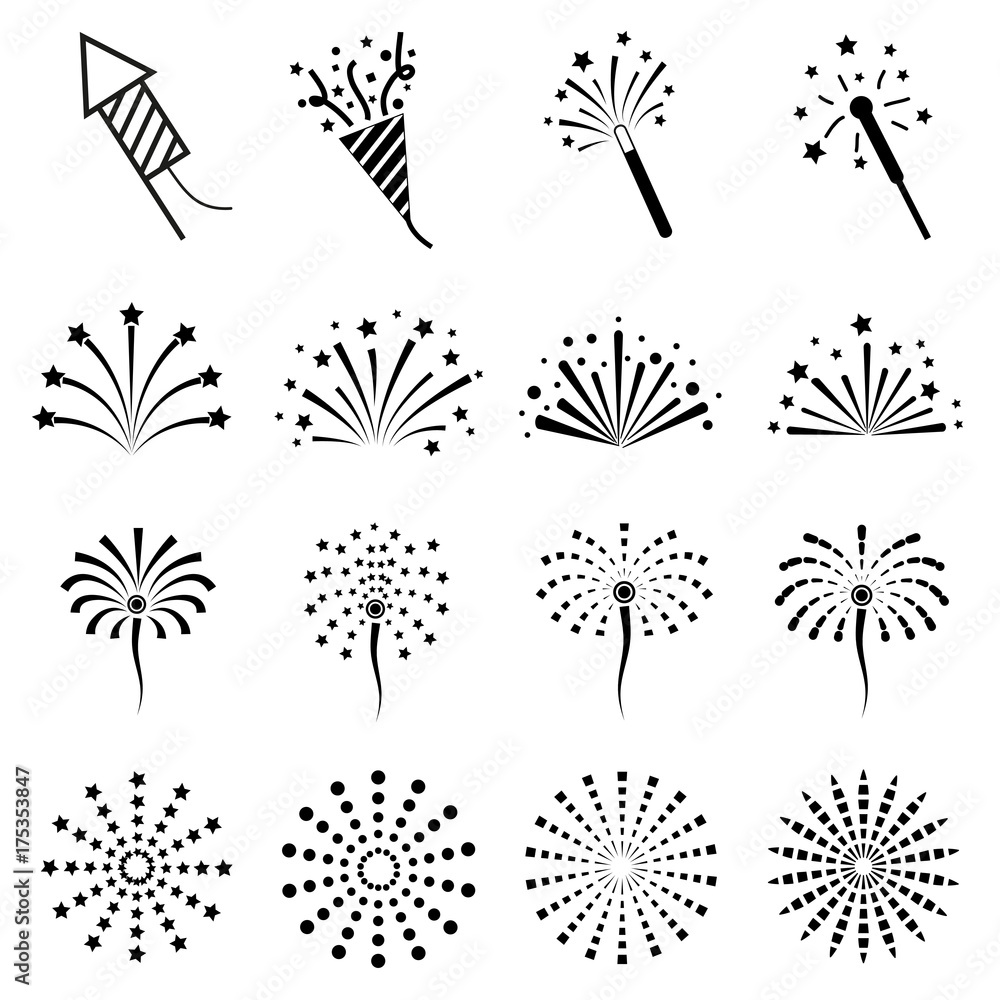 vector of firework icon set