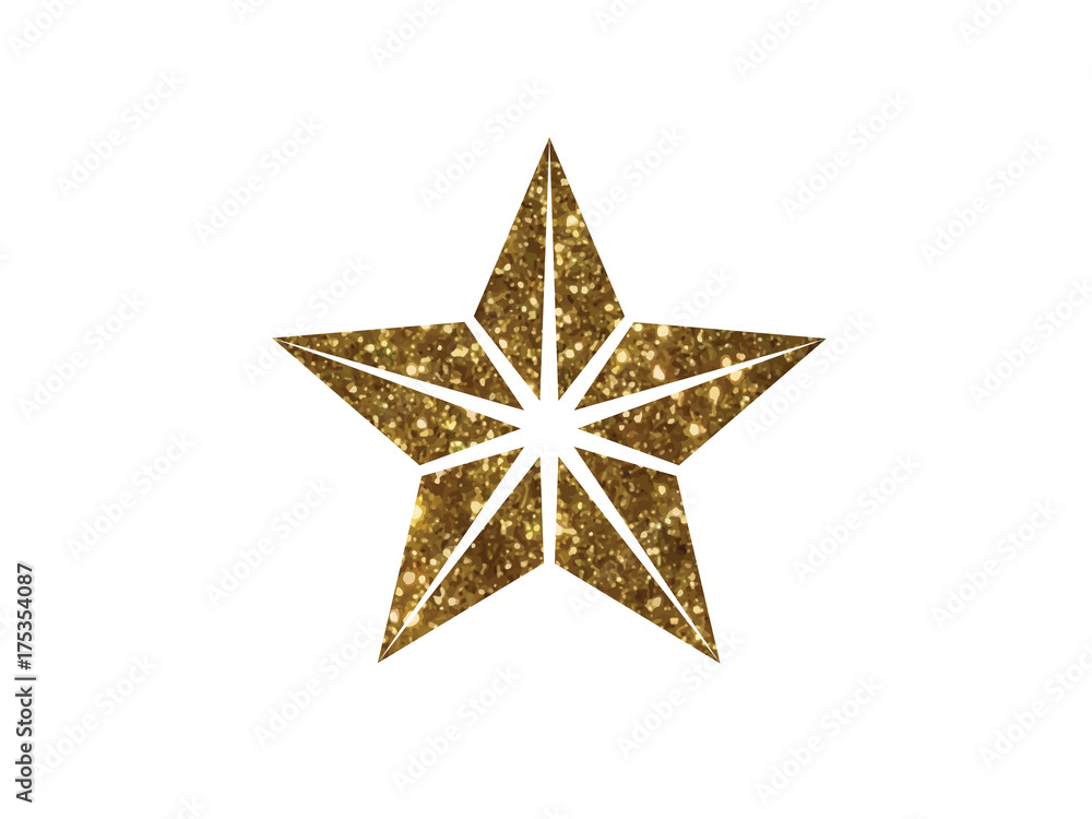 Vector golden glitter review star icon on white background Vector golden glitter review star icon on white background