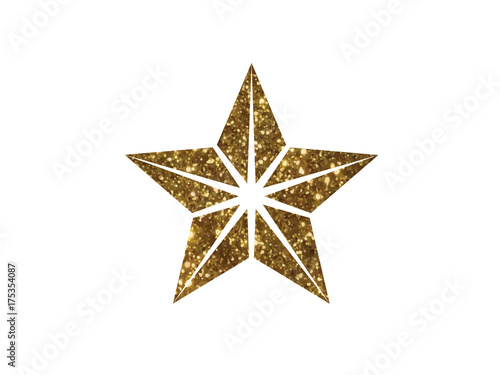 Vector golden glitter review star icon on white background