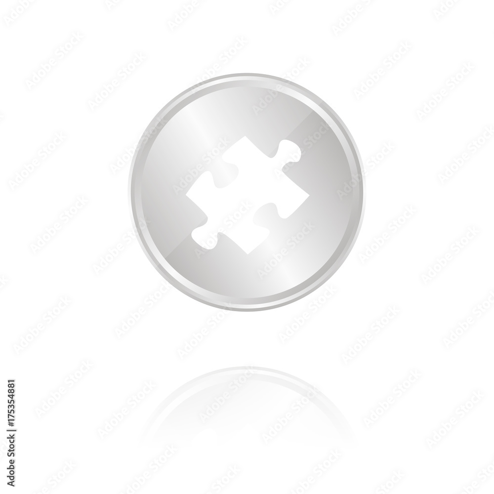 Puzzleteil - Silber Münze mit Reflektion Puzzleteil - Silber Münze mit Reflektion