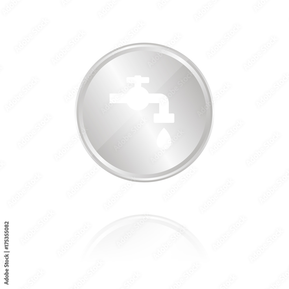 tropfender Wasserhahn - Silber Münze mit Reflektion