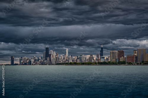 Obraz na płótnie Clouds Over Chicago w salonie