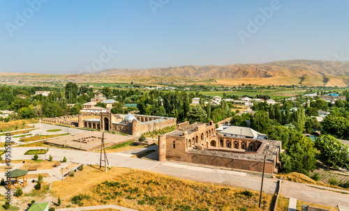 View of Madrasas Kuhna and Nav from Hisor Fortress, Tajikistan photo