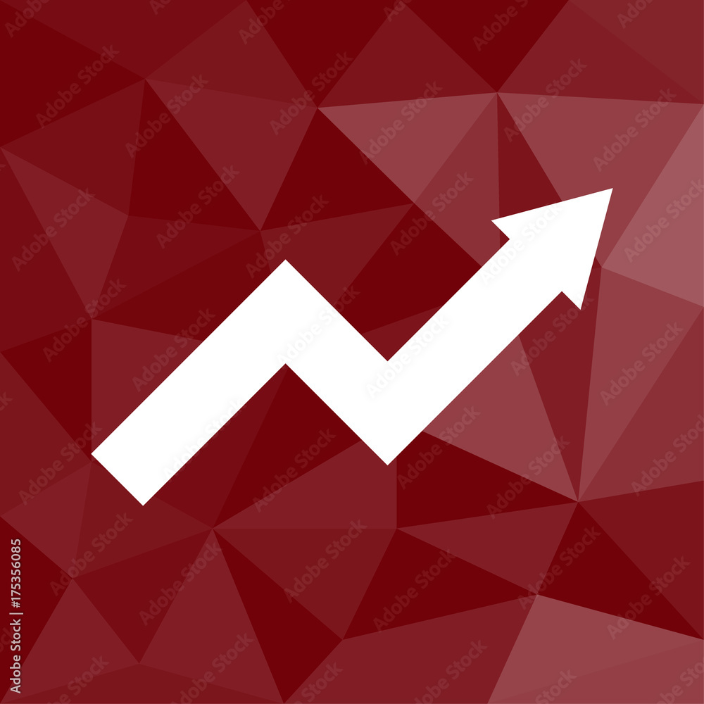 Pfeil nach oben - Icon mit geometrischem Hintergrund rot Pfeil nach oben - Icon mit geometrischem Hintergrund rot