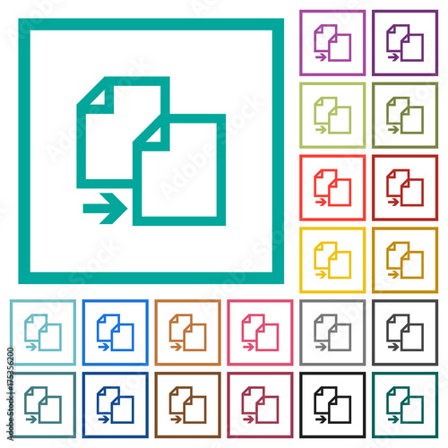 Copy item flat color icons with quadrant frames