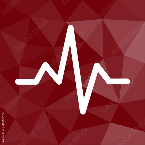 Herzschlag - Icon mit geometrischem Hintergrund rot