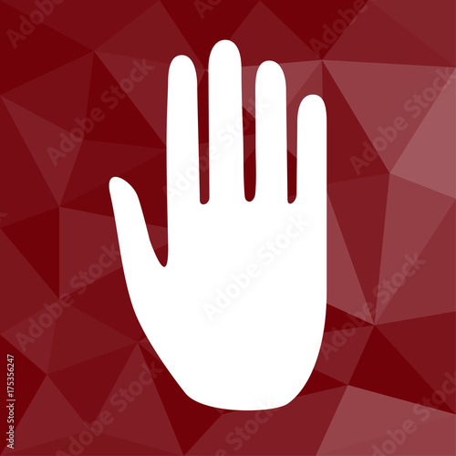 Handfläche - Stopp - Icon mit geometrischem Hintergrund rot