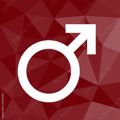 Symbol für Mann - Icon mit geometrischem Hintergrund rot