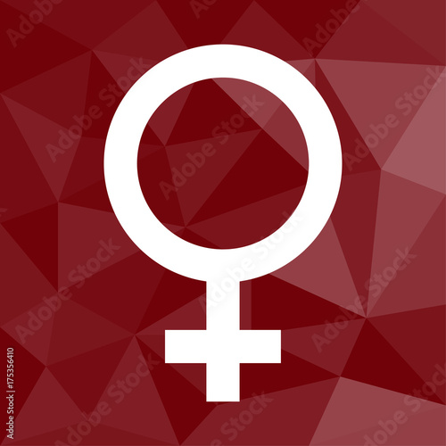 Symbol für Frau - Icon mit geometrischem Hintergrund rot