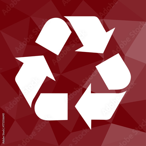 Recycling - Icon mit geometrischem Hintergrund rot